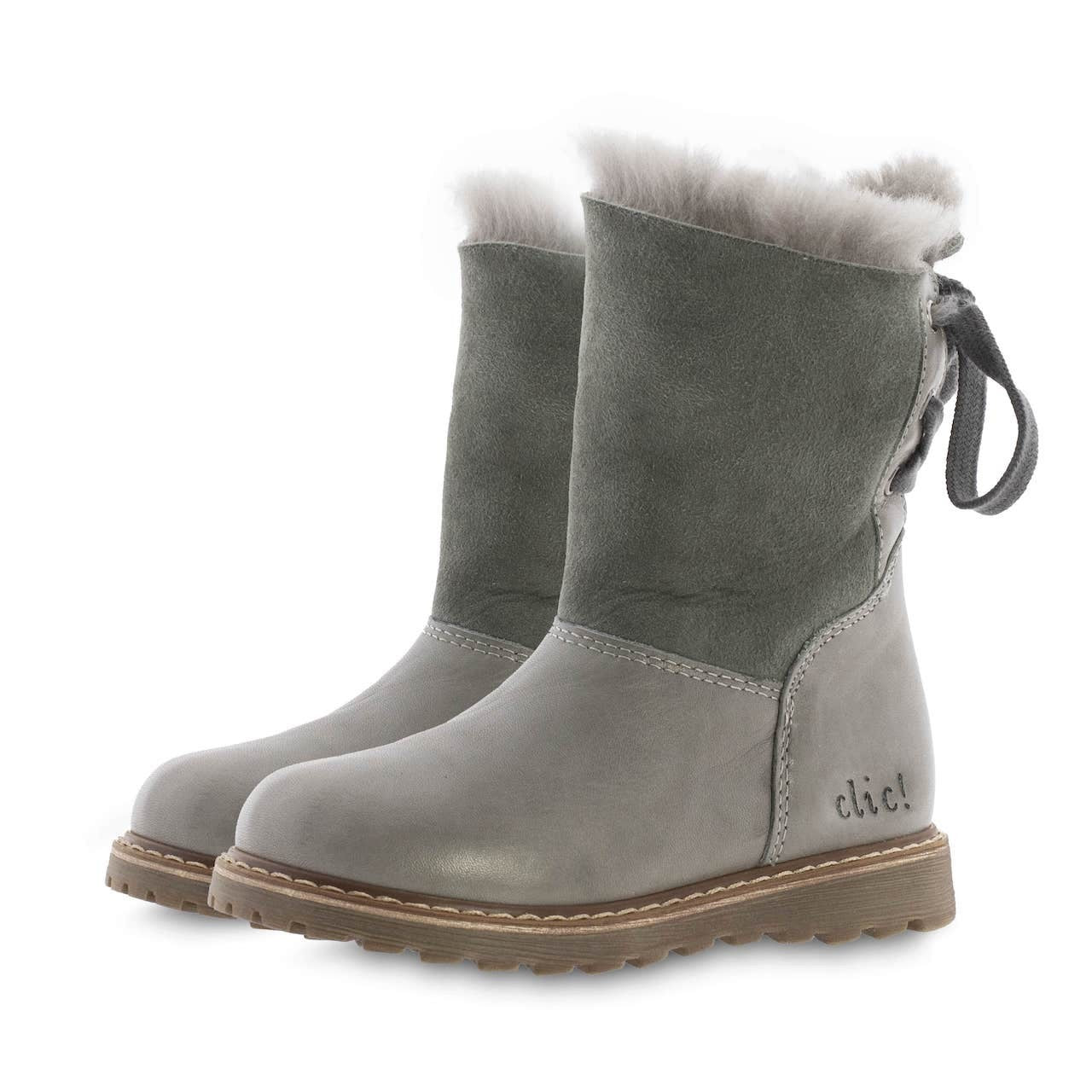 Stiefel Lammfell gefütterter grau