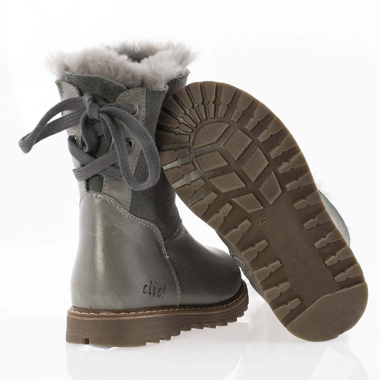 Stiefel Lammfell gefütterter grau