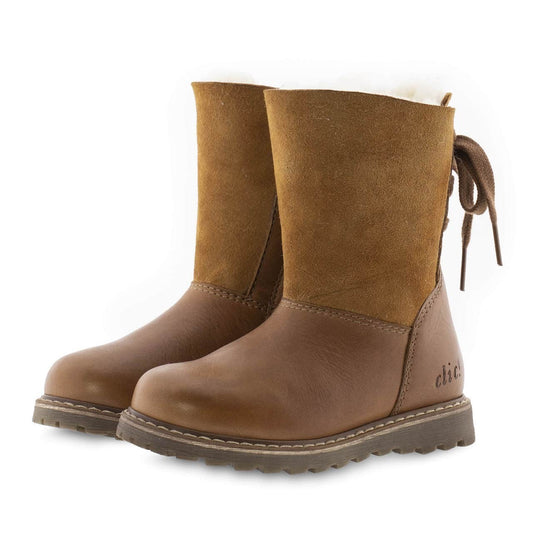 Stiefel Lammfell gefütterter Cognac