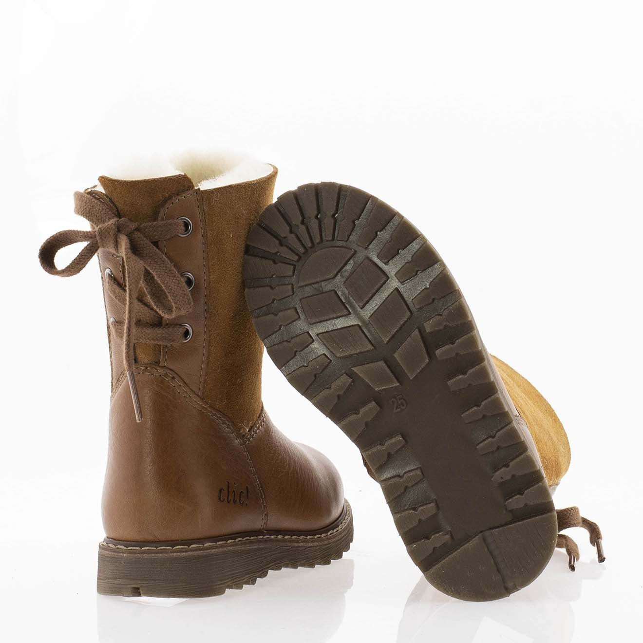 Stiefel Lammfell gefütterter Cognac