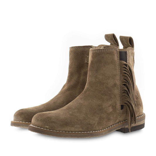 Stiefelette hell Braun mit Fransen
