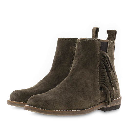 Stiefelette dunkelbraun mit Fransen