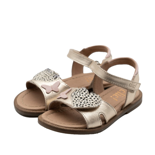 Clic! Sandale in Gold mit Schmetterling