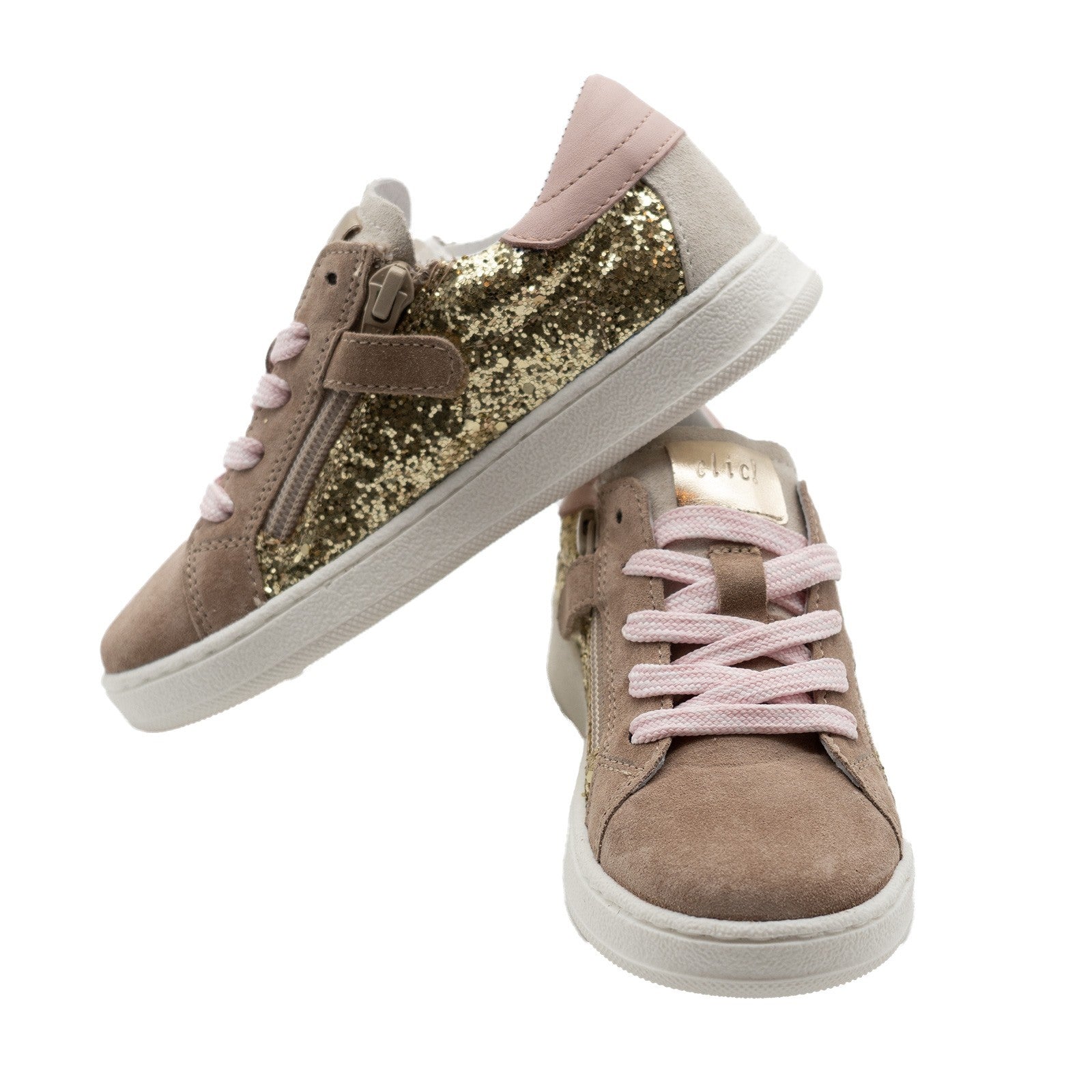 Clic! Sneaker in Braun mit Goldglitzer