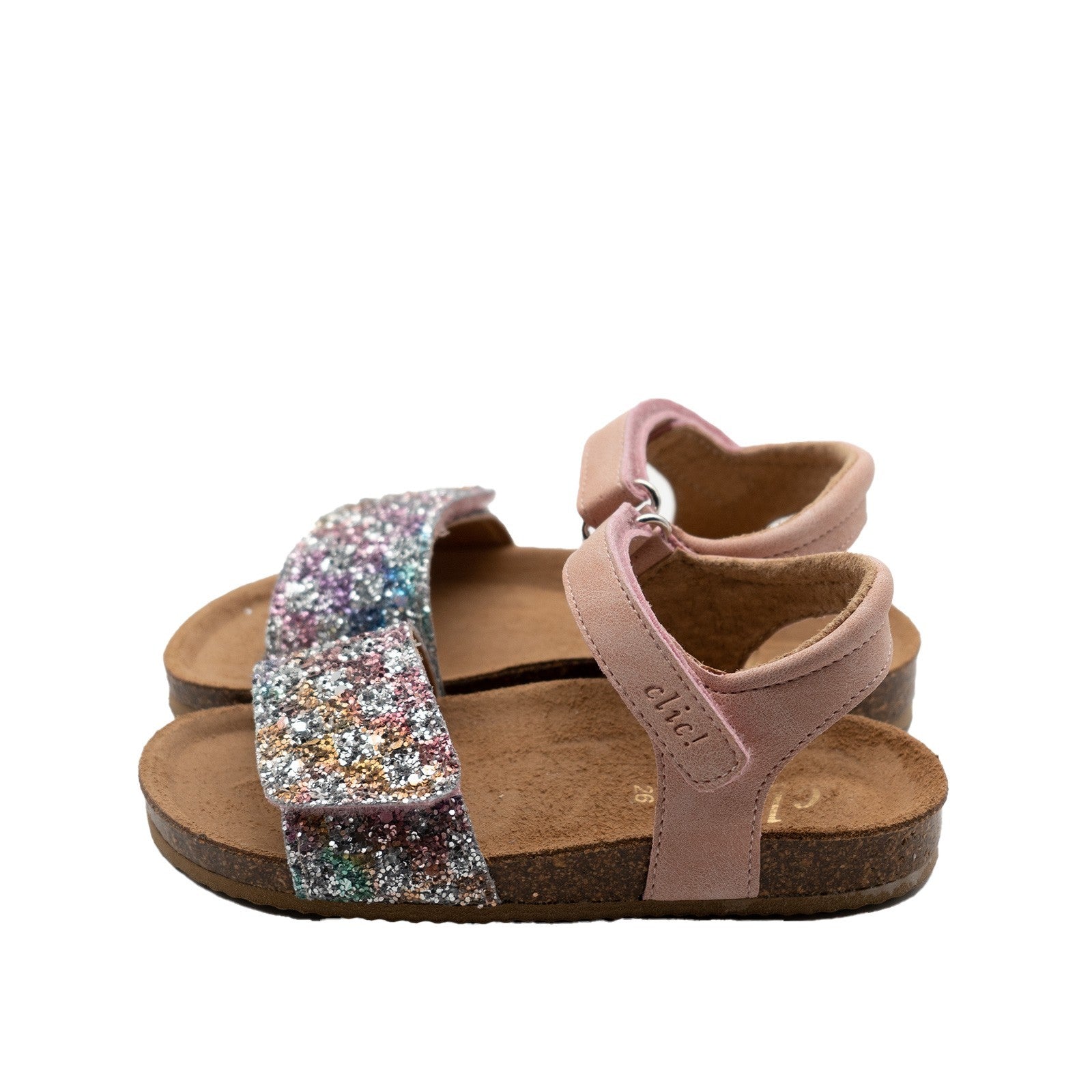 Clic Sandale mit Regenbogen Glitzer