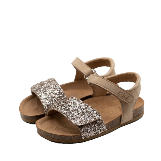 Clic Sandale beige mit Glitzer