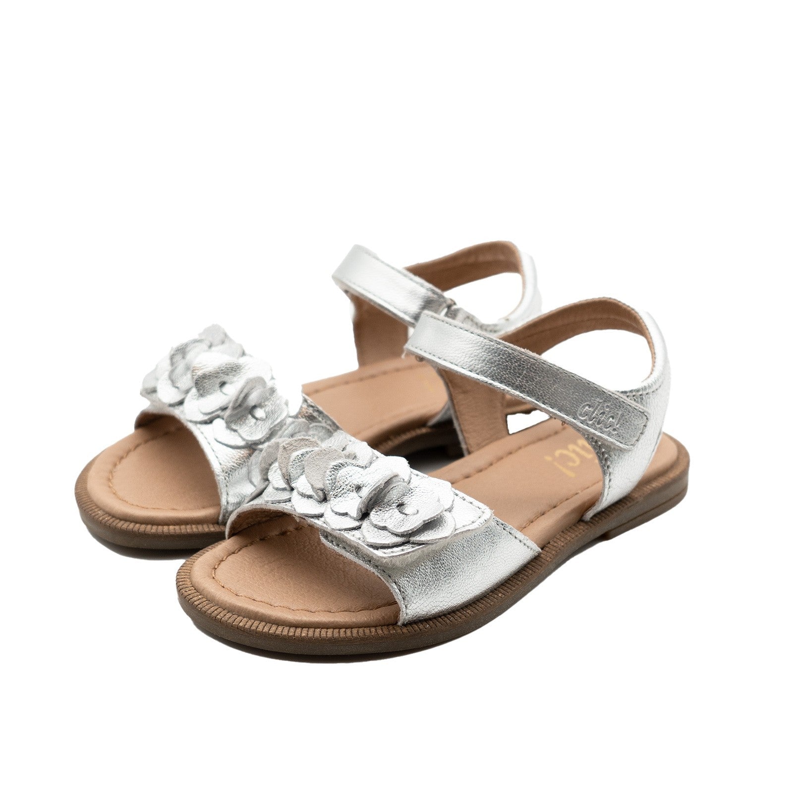 Clic! Sandale in Silber mit Blume