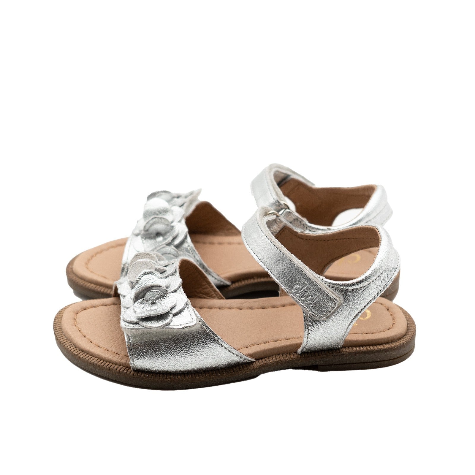 Clic! Sandale in Silber mit Blume